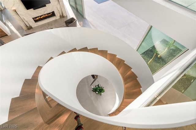 13 Rockstream Dr, Henderson, NV 89012 - stairway featuring a premium fireplace
