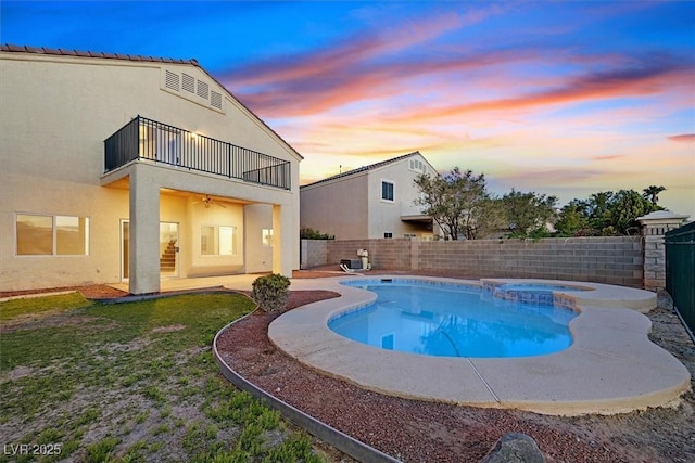 1221 Diamond Valley St, Henderson, NV 89052 - view of pool featuring a fenced backyard, a patio area, and a pool with connected hot tub