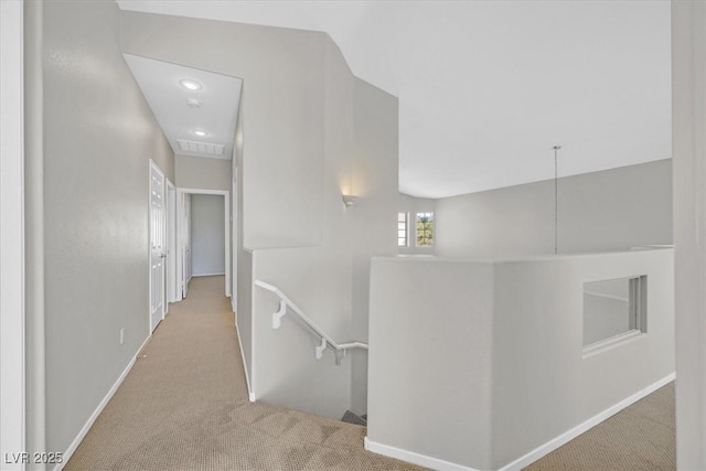 1221 Diamond Valley St, Henderson, NV 89052 - hall with an upstairs landing, carpet, baseboards, and recessed lighting
