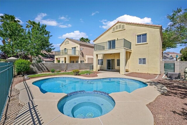 1221 Diamond Valley St, Henderson, NV 89052 - view of pool with a fenced backyard, a patio area, and a pool with connected hot tub