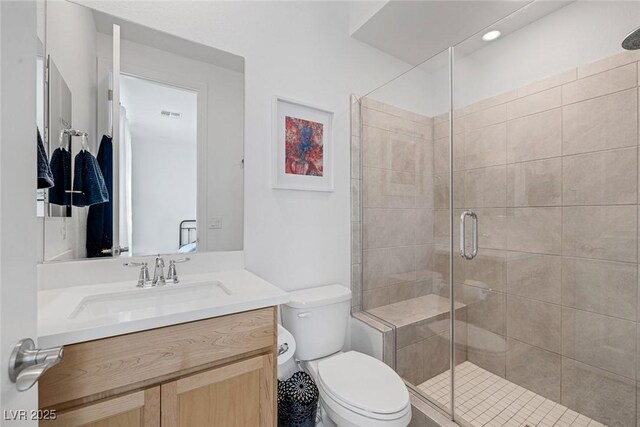 12429 Alpenglow Ct, Las Vegas, NV 89138 - bathroom featuring vanity and a stall shower