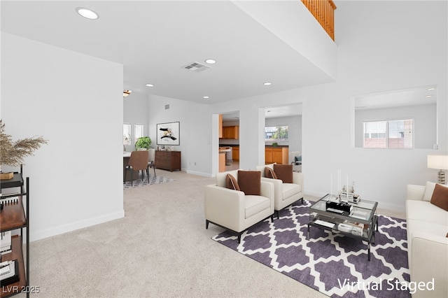 5396 Valley Wells Way, Las Vegas, NV 89113 - carpeted living room with recessed lighting and baseboards