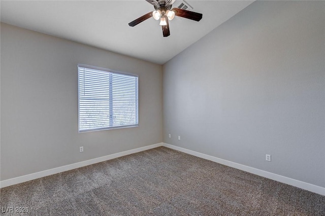701 Peachy Canyon Cir Unit 201, Las Vegas, NV 89144 - carpeted empty room with ceiling fan, baseboards, and vaulted ceiling