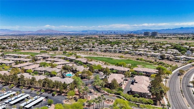 701 Peachy Canyon Cir Unit 201, Las Vegas, NV 89144 - aerial perspective of suburban area with a mountainous background and a local golf course