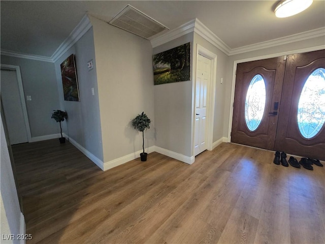 5515 Coley Ave, Las Vegas, NV 89146 - entrance foyer featuring wood finished floors, baseboards, and crown molding