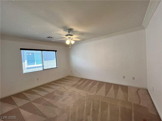 2112 Merganser Ct, North Las Vegas, NV 89084 - empty room with ornamental molding, light colored carpet, ceiling fan, and baseboards