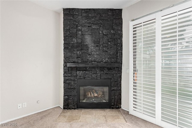 3246 Brookfield Dr, Las Vegas, NV 89120 - detailed view of a fireplace, carpet, and baseboards