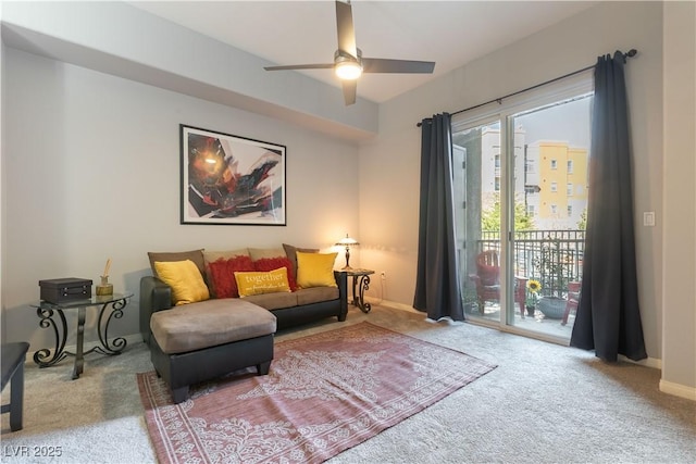 20 E Serene Ave Unit 111, Las Vegas, NV 89123 - living area featuring carpet flooring, ceiling fan, and baseboards