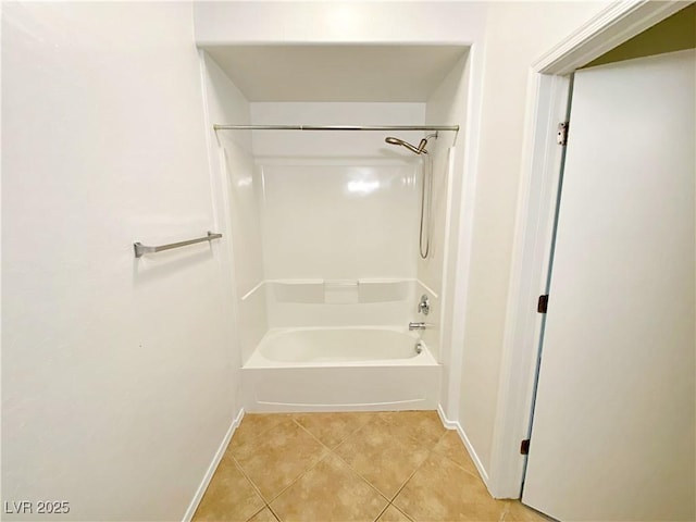 full bathroom with baseboards, tile patterned floors, and washtub / shower combination