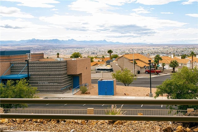 exterior space with a mountain backdrop