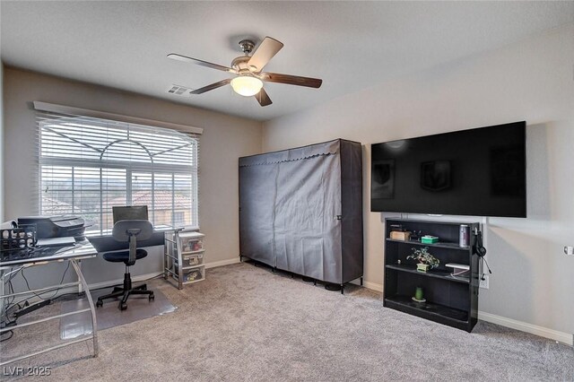 9656 Paraiso Springs St, Las Vegas, NV 89139 - carpeted office space with a ceiling fan and baseboards