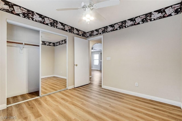 7949 Long Beach St, Las Vegas, NV 89139 - unfurnished bedroom with light wood-type flooring, baseboards, and a closet