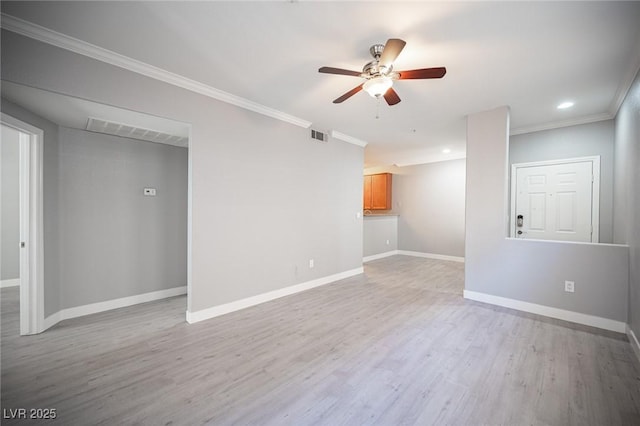 4400 S Jones Blvd Unit 2075, Las Vegas, NV 89103 - empty room featuring ceiling fan, baseboards, crown molding, wood finished floors, and recessed lighting