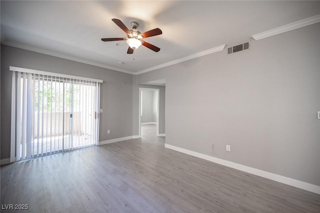 4400 S Jones Blvd Unit 2075, Las Vegas, NV 89103 - unfurnished room featuring ceiling fan, ornamental molding, baseboards, and wood finished floors