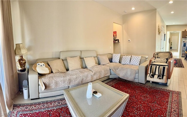 living area with recessed lighting
