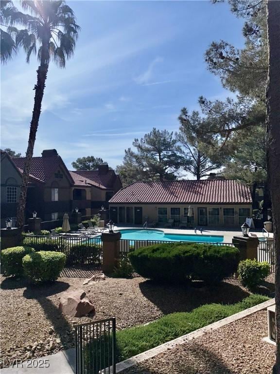 community pool with fence