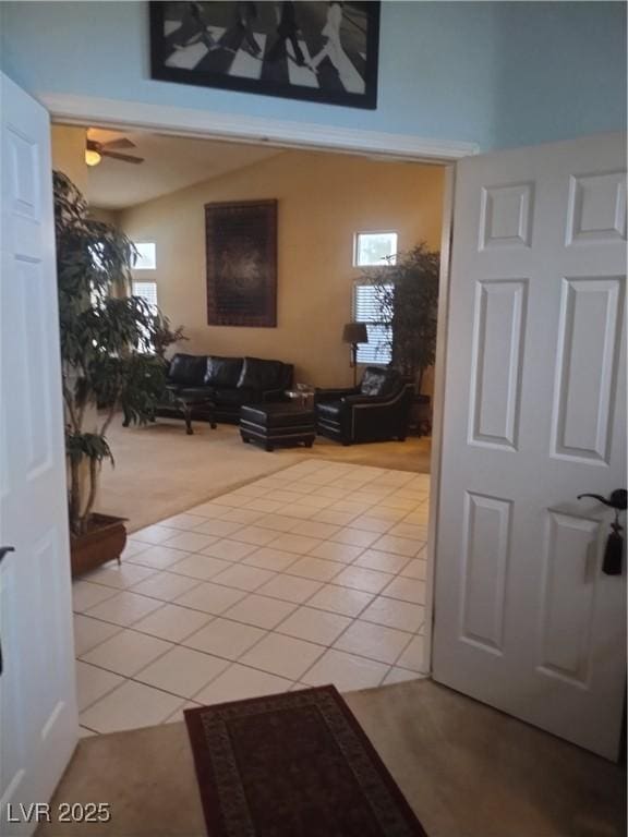 hallway with light tile patterned flooring