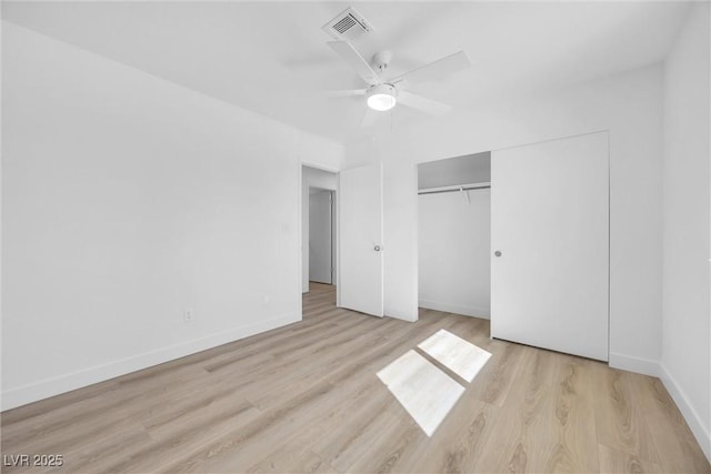 1616 Yellow Rose St, Las Vegas, NV 89108 - unfurnished bedroom featuring light wood-style floors, a closet, baseboards, and a ceiling fan
