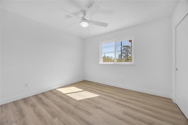 1616 Yellow Rose St, Las Vegas, NV 89108 - unfurnished bedroom with light wood finished floors, baseboards, and ceiling fan
