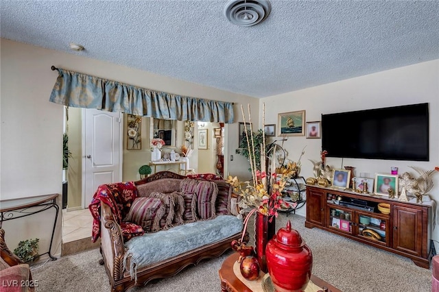 604 N Torrey Pines Dr, Las Vegas, NV 89107 - carpeted living area with a textured ceiling