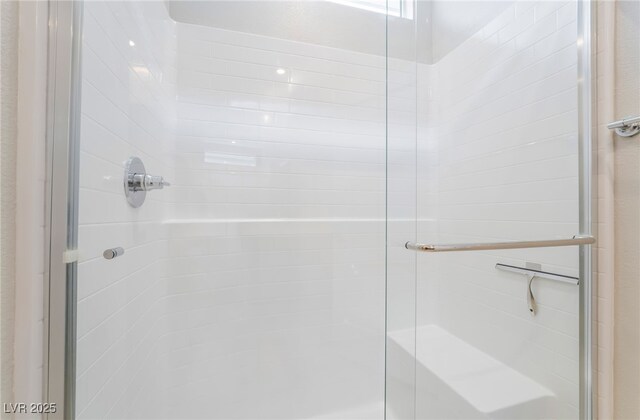 bathroom with a stall shower