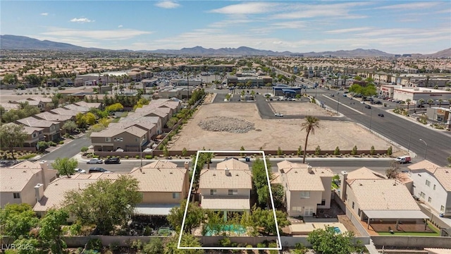 1246 E Gary Ave, Las Vegas, NV 89123 - aerial perspective of suburban area with a mountainous background and property boundaries highlighted