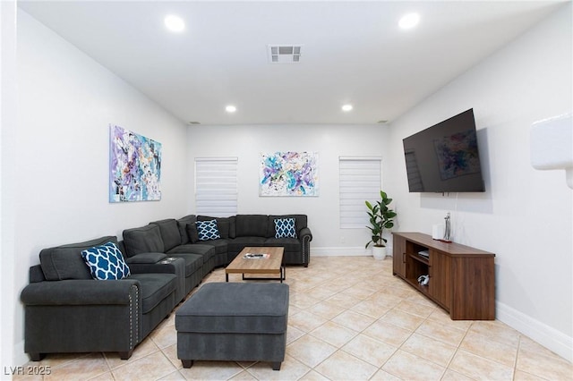 1246 E Gary Ave, Las Vegas, NV 89123 - living room with recessed lighting, light tile patterned floors, and baseboards