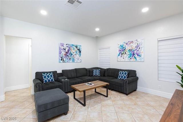 1246 E Gary Ave, Las Vegas, NV 89123 - living room with light tile patterned flooring, recessed lighting, and baseboards