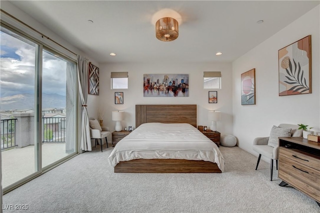 8801 Trotternish Ridge Dr, Las Vegas, NV 89166 - carpeted bedroom with access to exterior and recessed lighting