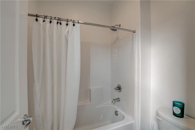 8801 Trotternish Ridge Dr, Las Vegas, NV 89166 - bathroom featuring toilet and shower / tub combo with curtain
