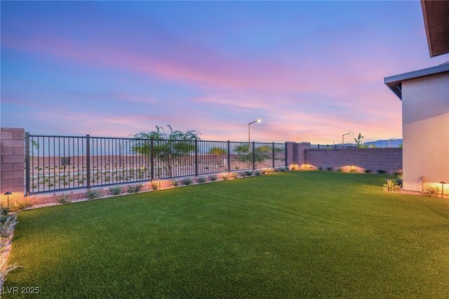 view of yard at dusk