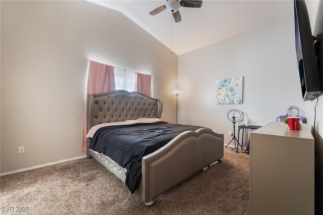 3839 Dusty Glen Ct, North Las Vegas, NV 89032 - carpeted bedroom with lofted ceiling, a ceiling fan, and baseboards