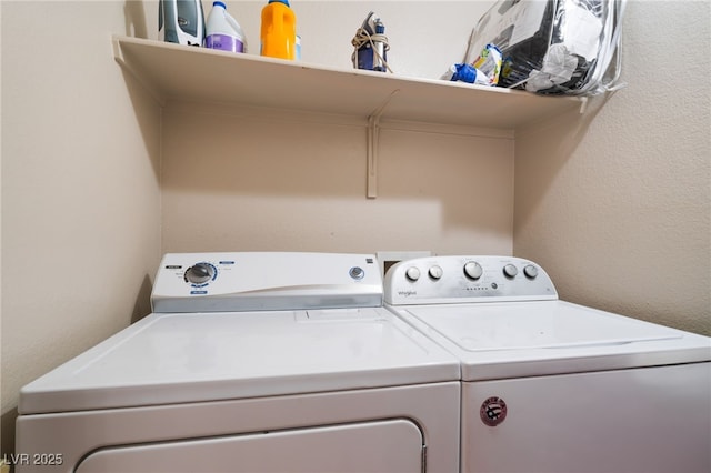 3839 Dusty Glen Ct, North Las Vegas, NV 89032 - laundry room featuring washer and dryer and a textured wall