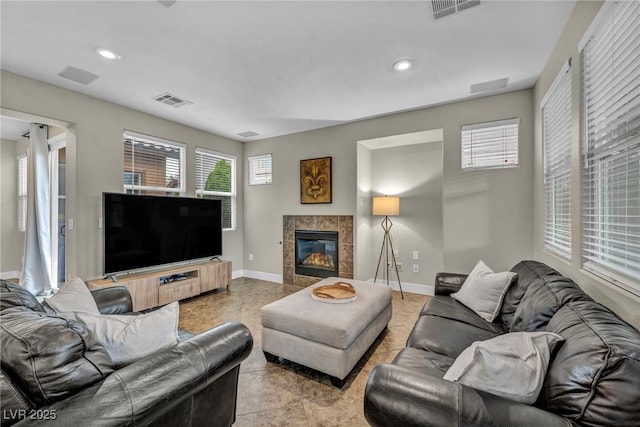 617 Apricot Rose Pl, Las Vegas, NV 89138 - living area with baseboards, a fireplace, and recessed lighting