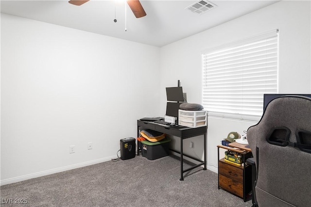 2213 Chandler Ranch Pl, Laughlin, NV 89029 - carpeted home office with a ceiling fan and baseboards