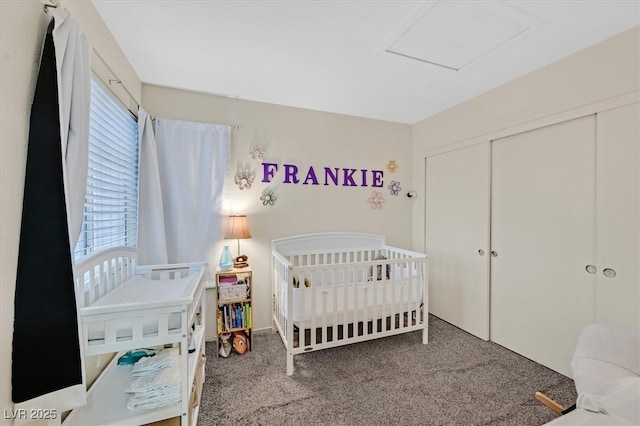 4820 Integrity St, North Las Vegas, NV 89031 - bedroom with carpet flooring, multiple windows, a closet, and a nursery area