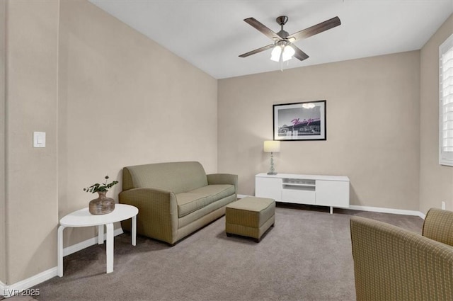 3141 Monet Sunrise Ave, Henderson, NV 89044 - living area with ceiling fan, carpet flooring, and baseboards