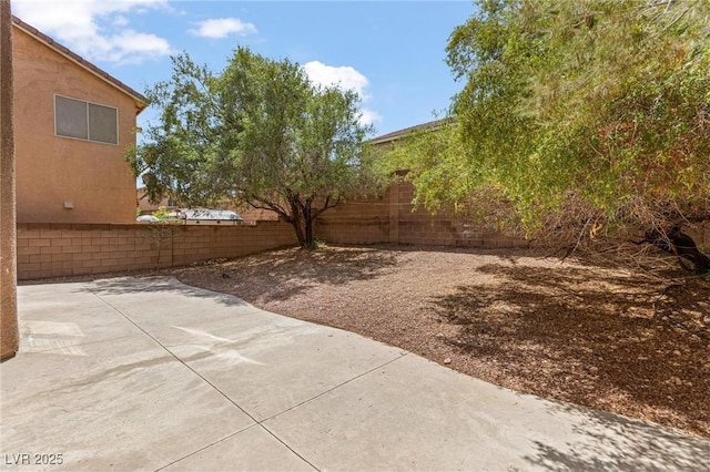 fenced backyard featuring a patio