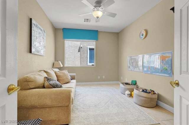 8608 Willow Cabin St, Las Vegas, NV 89131 - sitting room with a ceiling fan, baseboards, and tile patterned flooring