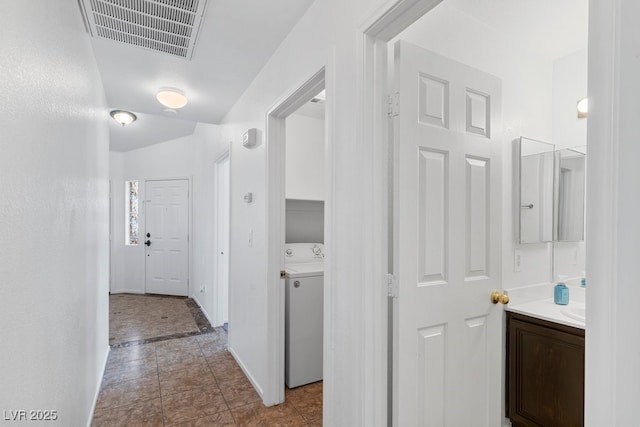688 Castlebridge Ave, Las Vegas, NV 89123 - hallway featuring washer / dryer