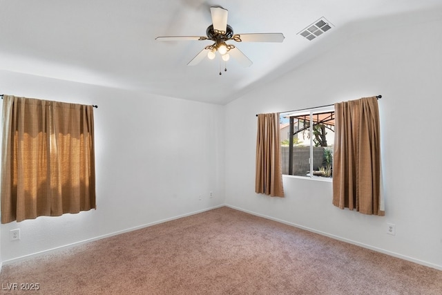 688 Castlebridge Ave, Las Vegas, NV 89123 - carpeted empty room with vaulted ceiling, a ceiling fan, and baseboards
