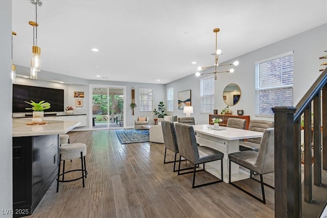 3171 Biccari Ave, Henderson, NV 89044 - dining space with wood finished floors, recessed lighting, and a chandelier