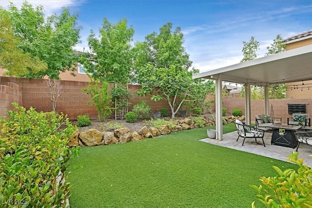 3171 Biccari Ave, Henderson, NV 89044 - view of yard with a fire pit and a patio area