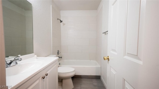full bathroom featuring toilet, vanity, and shower / washtub combination