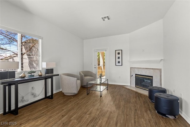 5250 S Rainbow Blvd Unit 2106, Las Vegas, NV 89118 - living area featuring wood finished floors, a fireplace, and baseboards