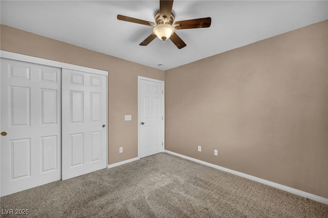 9893 Santa Ponsa Ct, Las Vegas, NV 89178 - unfurnished bedroom with carpet flooring, baseboards, a closet, and ceiling fan