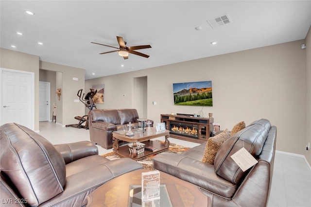 3556 Valley Lily St, North Las Vegas, NV 89032 - living area featuring ceiling fan, recessed lighting, and baseboards