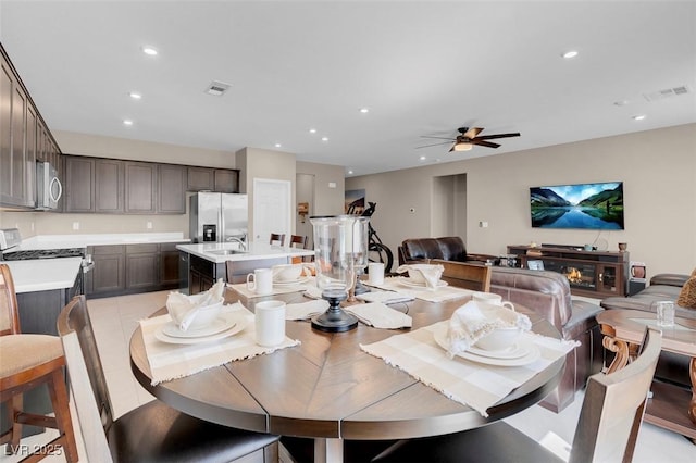 3556 Valley Lily St, North Las Vegas, NV 89032 - dining space with a ceiling fan and recessed lighting