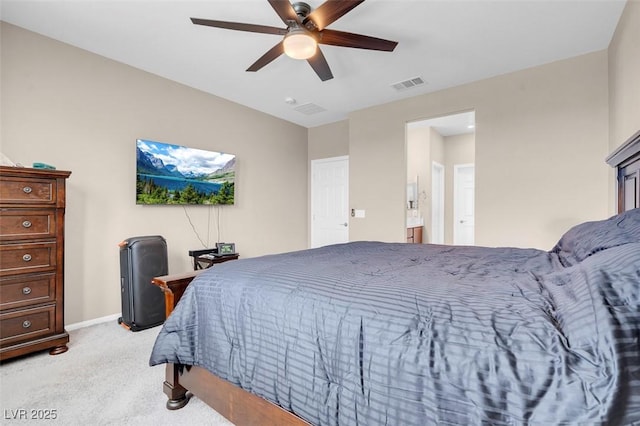 3556 Valley Lily St, North Las Vegas, NV 89032 - bedroom featuring light colored carpet, ceiling fan, and baseboards