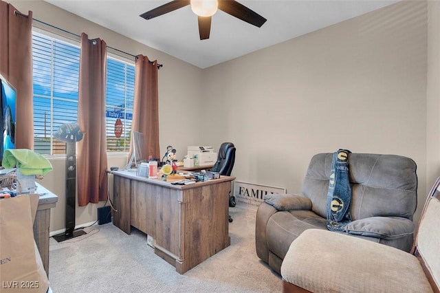 3556 Valley Lily St, North Las Vegas, NV 89032 - office area featuring a ceiling fan, light carpet, and baseboards
